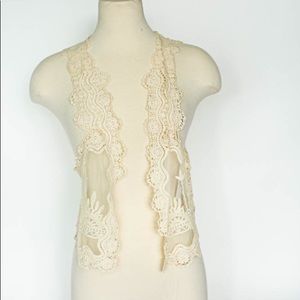 Lace cover up vest